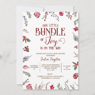 Invitation Berries d'hiver et Baby shower Holly, Petit Bund