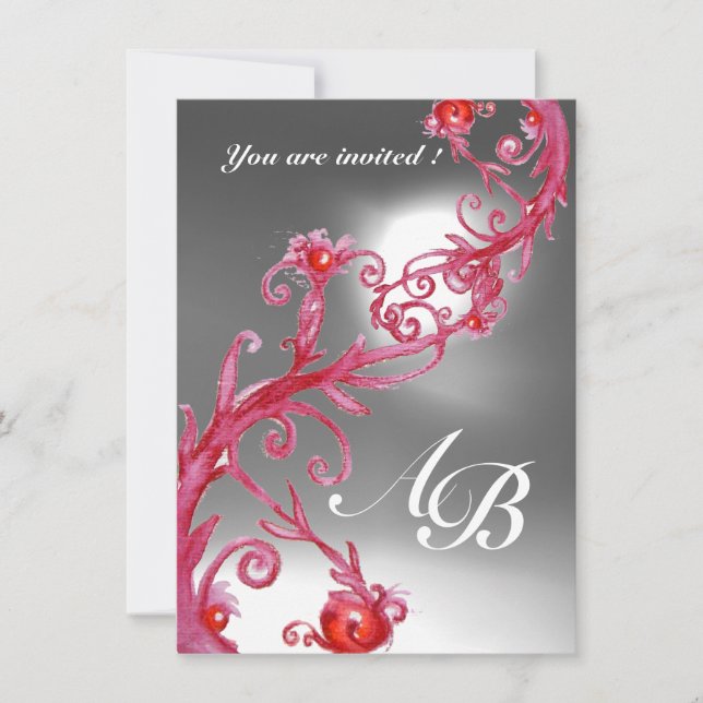 Invitation BERRIES MAGIQUES 4,MONOGRAM rouge cristal blanc (Devant)