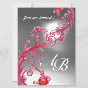 Invitation BERRIES MAGIQUES 4,MONOGRAM rouge cristal blanc