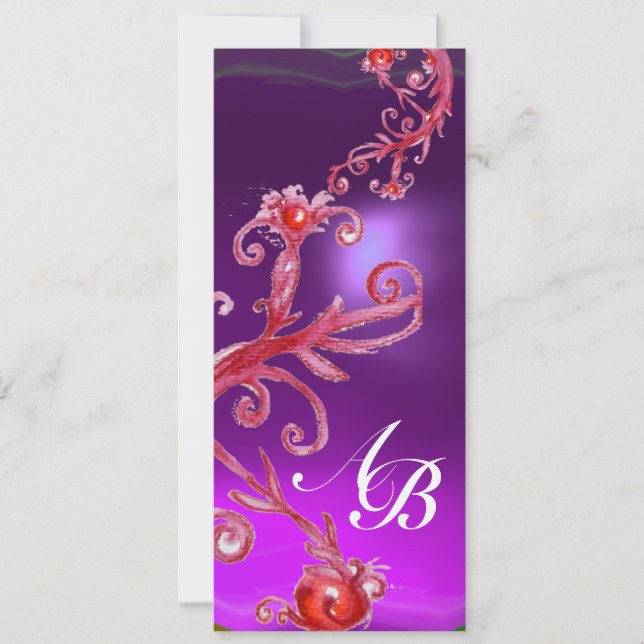 Invitation BERRIES MAGIQUES MONOGRAM champagne blanc violet (Devant)