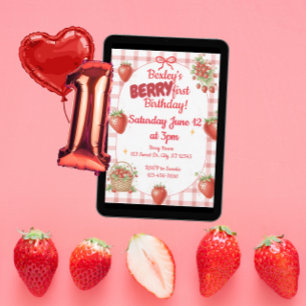Invitation Berry 1er Anniversaire Fraise