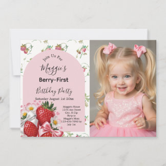 Invitation Berry 1st Birthday Strawberry Girl Party