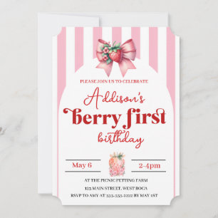 Invitation Berry avec Bow 1er anniversaire avec photo