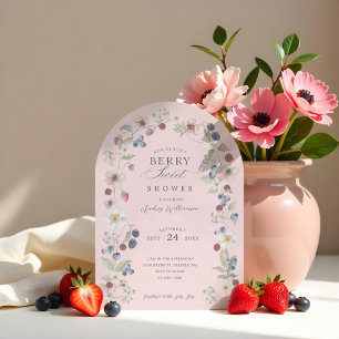 Invitation Berry Baby shower doux Fleurs et baies sauvages