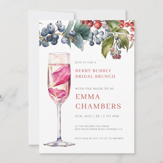 Invitation Berry Bubbly Bridal Brunch (Devant)