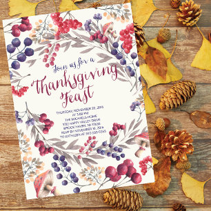 Invitation Berry d'automne Floral Thanksgiving Fête Invitatio