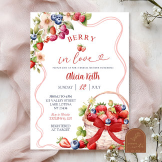 Invitation Berry de la Bow rouge en Fête des mariées d'amour