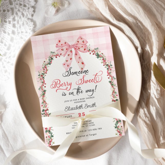 Invitation Berry de la fraise rose Sweet Girl Baby shower (Créateur téléchargé)