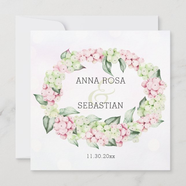 Invitation *~* Berry de neige d'hiver Boho RSVP AR12 QR Maria (Devant)