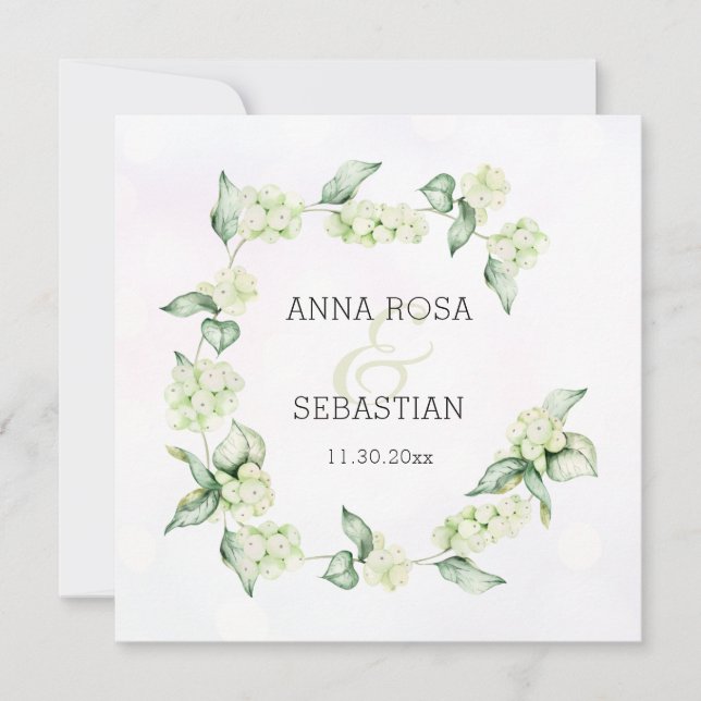 Invitation *~* Berry de neige hivernale AR12 Boho RSVP QR Mar (Devant)