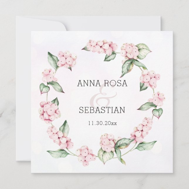 Invitation *~* Berry de neige hivernale Boho QR RSVP AR12 Mar (Devant)