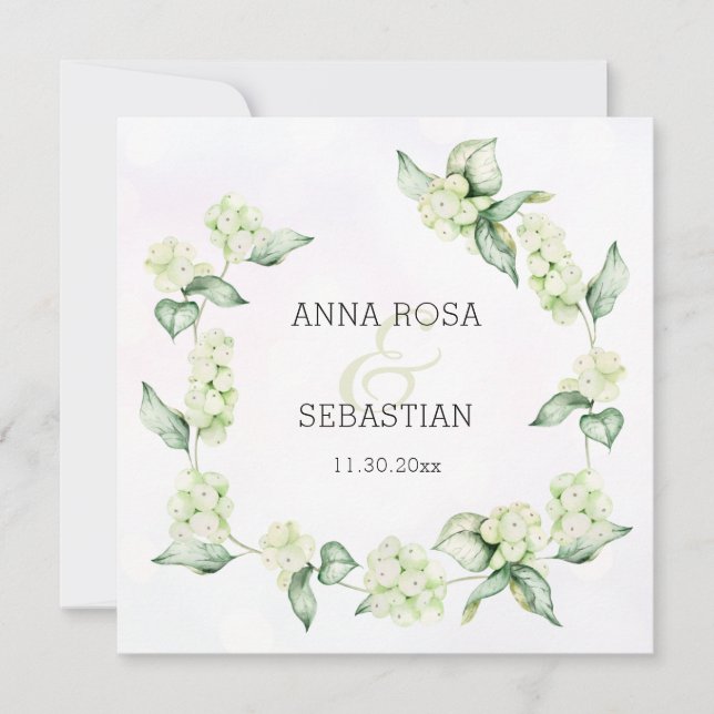 Invitation *~* Berry de neige hivernale Boho RSVP QR AR12 Mar (Devant)