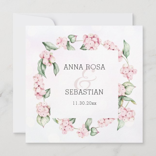 Invitation *~* Berry d'hiver AR12 QR RSVP Boho Mariage (Devant)