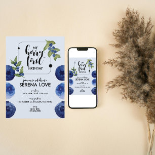 Invitation Berry First 1er anniversaire Blueberry Bleu