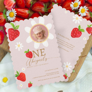Invitation Berry First 1st Strawberry Birthday Photo