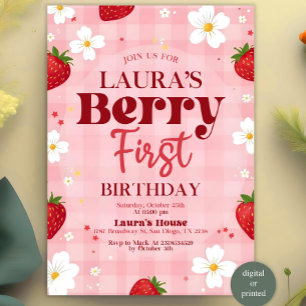 Invitation Berry First Birthday Invitation, 1er Birt Editable