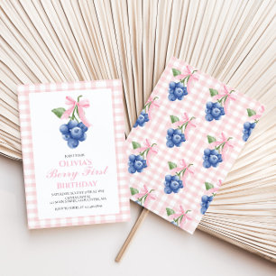 Invitation Berry First Blueberry Arc-en-ciel Anniversaire Coq