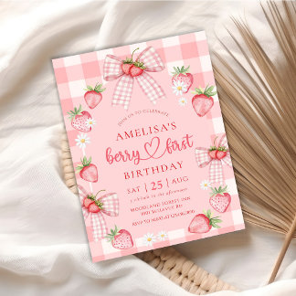 Invitation Berry First Cute 1st Birthday Strawberry