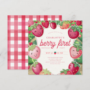 Invitation Berry First fraise Frame Sweet 1er anniversaire