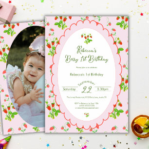 Invitation Berry First Strawberry 1er Anniversaire Photo