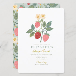 Invitation Berry First Strawberry Bouquet Anniversaire