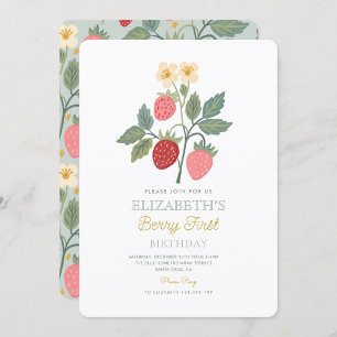 Invitation Berry First Strawberry Bouquet Anniversaire