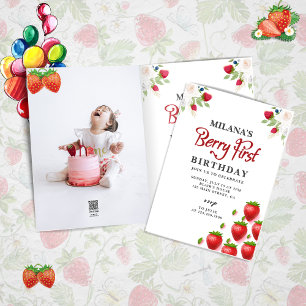 Invitation Berry First Strawberry Girl 1er anniversaire Photo