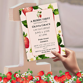 Invitation Berry First Strawberry Girl fête d'anniversaire