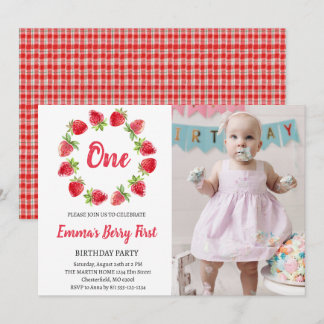 Invitation Berry fraise 1er anniversaire Photo