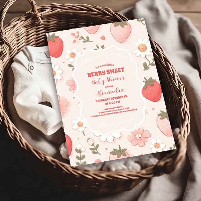 Invitation Berry fraise Baby shower sucré (Créateur téléchargé)