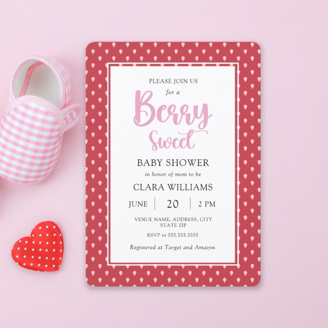Invitation Berry fraise Baby shower sucré (Créateur téléchargé)