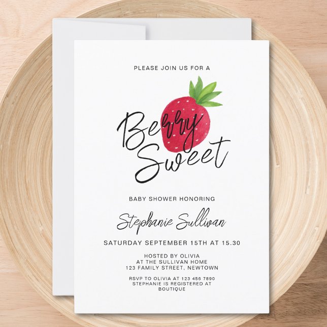 Invitation Berry fraise Baby shower sucré (Créateur téléchargé)