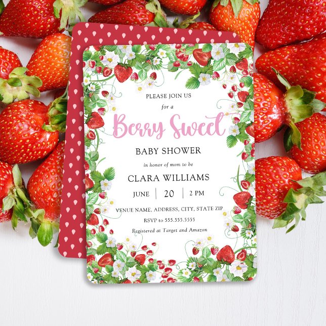 Invitation Berry fraise Baby shower sucré (Créateur téléchargé)