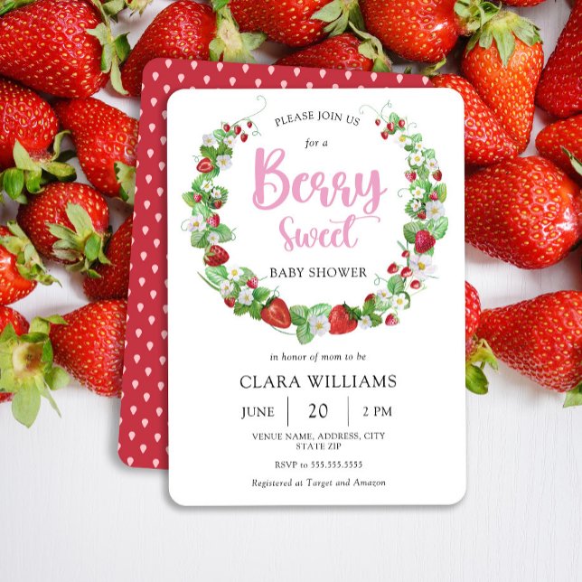 Invitation Berry fraise Baby shower sucré (Créateur téléchargé)