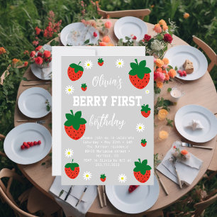 Invitation Berry fraise Premier anniversaire