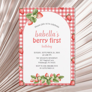 Invitation Berry fraise premier anniversaire Berry Weet