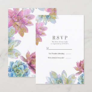 Invitation Berry Mint & Gold Garden Succulents Mariage RSVP I