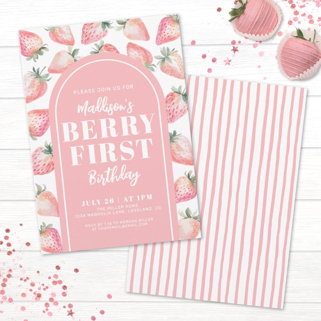 Invitation Berry Premier anniversaire 1er anniversaire fête (Berry First Birthday 1st Birthday Party Invitation)