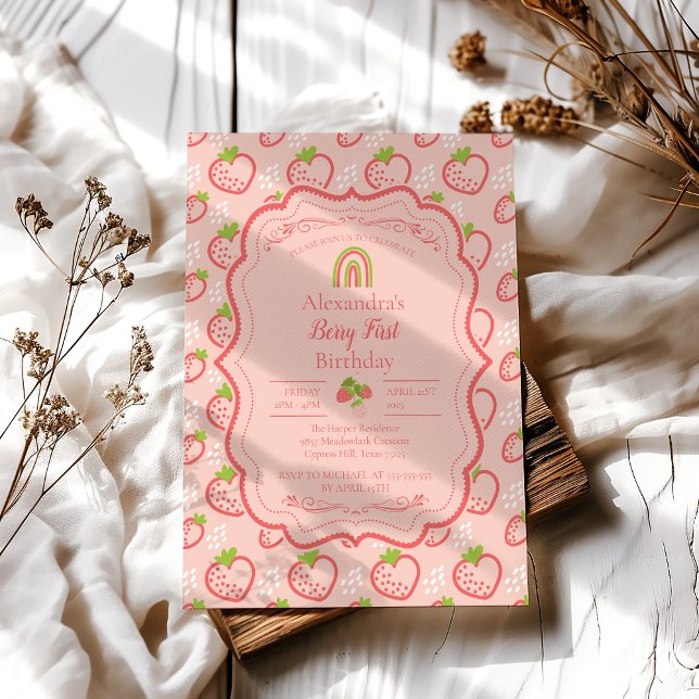 Invitation Berry Premier anniversaire 1er anniversaire fraise (Créateur téléchargé)