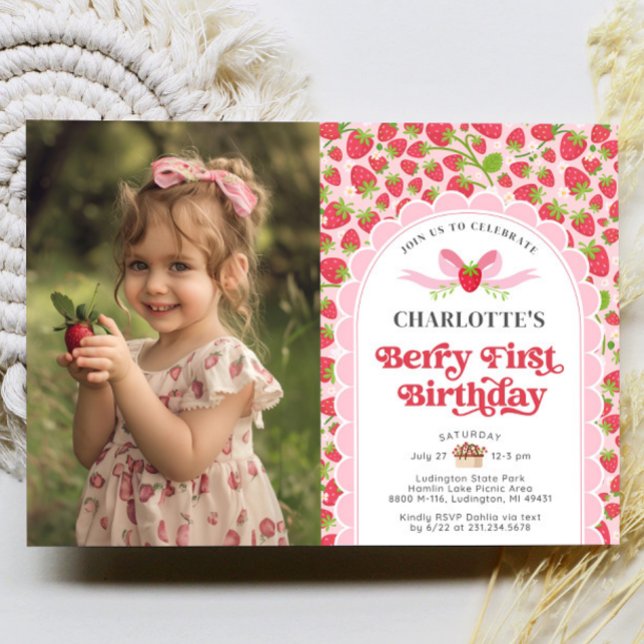 Invitation Berry Premier anniversaire 1er anniversaire Photo (Berry First Birthday 1st Birthday Photo Invitation)