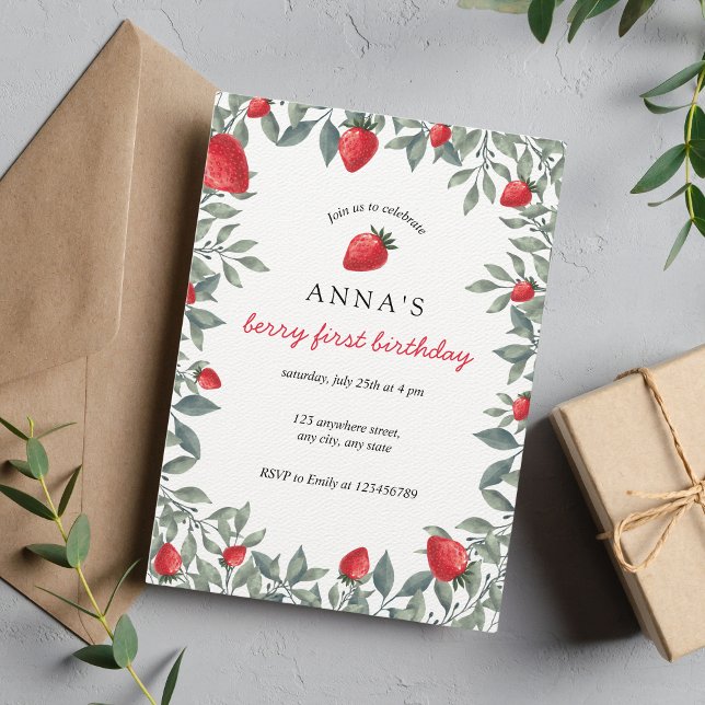Invitation Berry Premier anniversaire | Anniversaire à thème  (Créateur téléchargé)