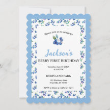 Berry Premier anniversaire Aquarelle Bleu Invitati