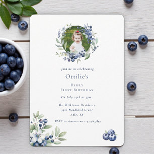 Invitation Berry Premier anniversaire blueberry fête photo