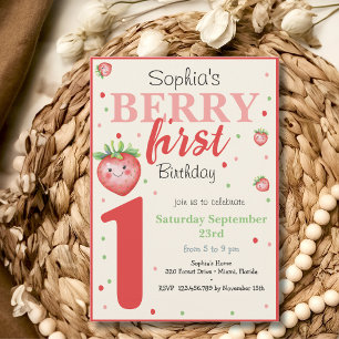 Invitation Berry premier anniversaire de enfant de fraise