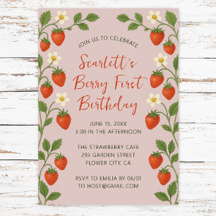Invitation Berry Premier Anniversaire Mignon Fleur de Fraisie