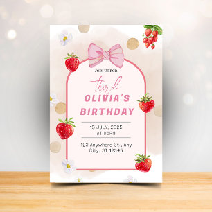 Invitation Berry Premier anniversaire Red Strawberry Daisy Pa
