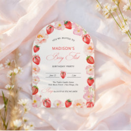 Invitation Berry Premier Anniversaire Strawberry Bow 1er Anni