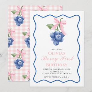Invitation Berry Premier Blueberry Pink Bow Coquette annivers