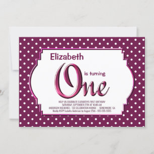 Invitation Berry Red Polka Dot 1er fête d'anniversaire