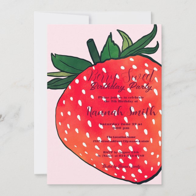 Invitation Berry rouge rose doux (Devant)